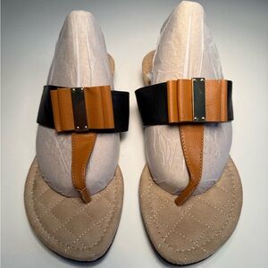 Lindsay Phillips Black and Tan Sandals